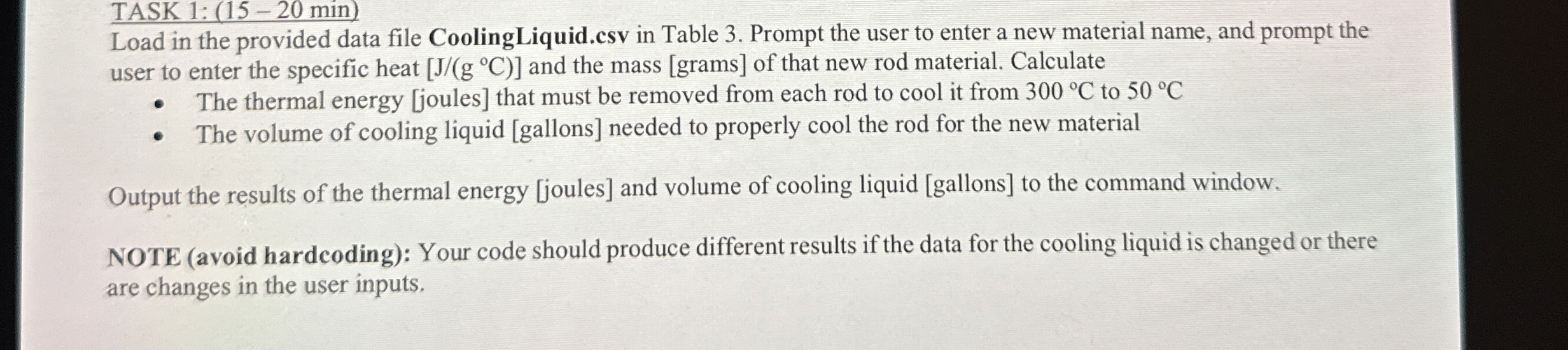TASK 1 : ( 1 5 - 2 0 min ) Load in the provided
