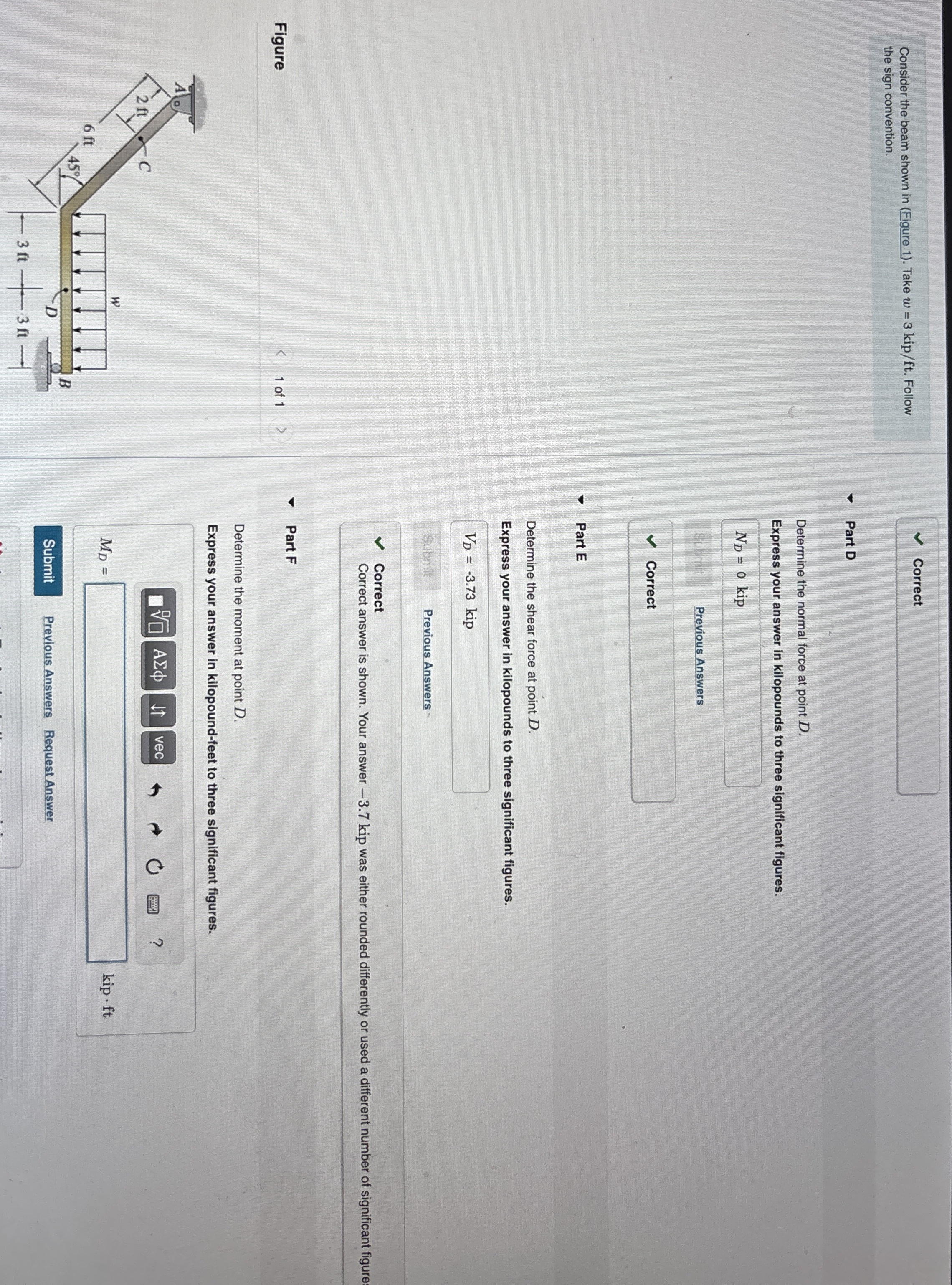 Consider the beam shown in ( Figure 1 ) . Take w