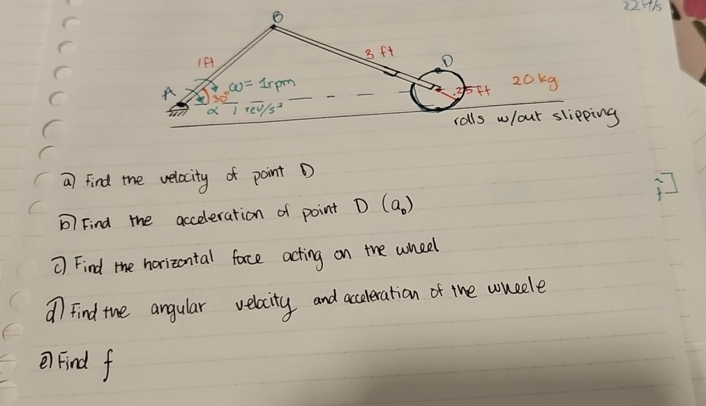 a ) Find the velocity of point D D ) Find the