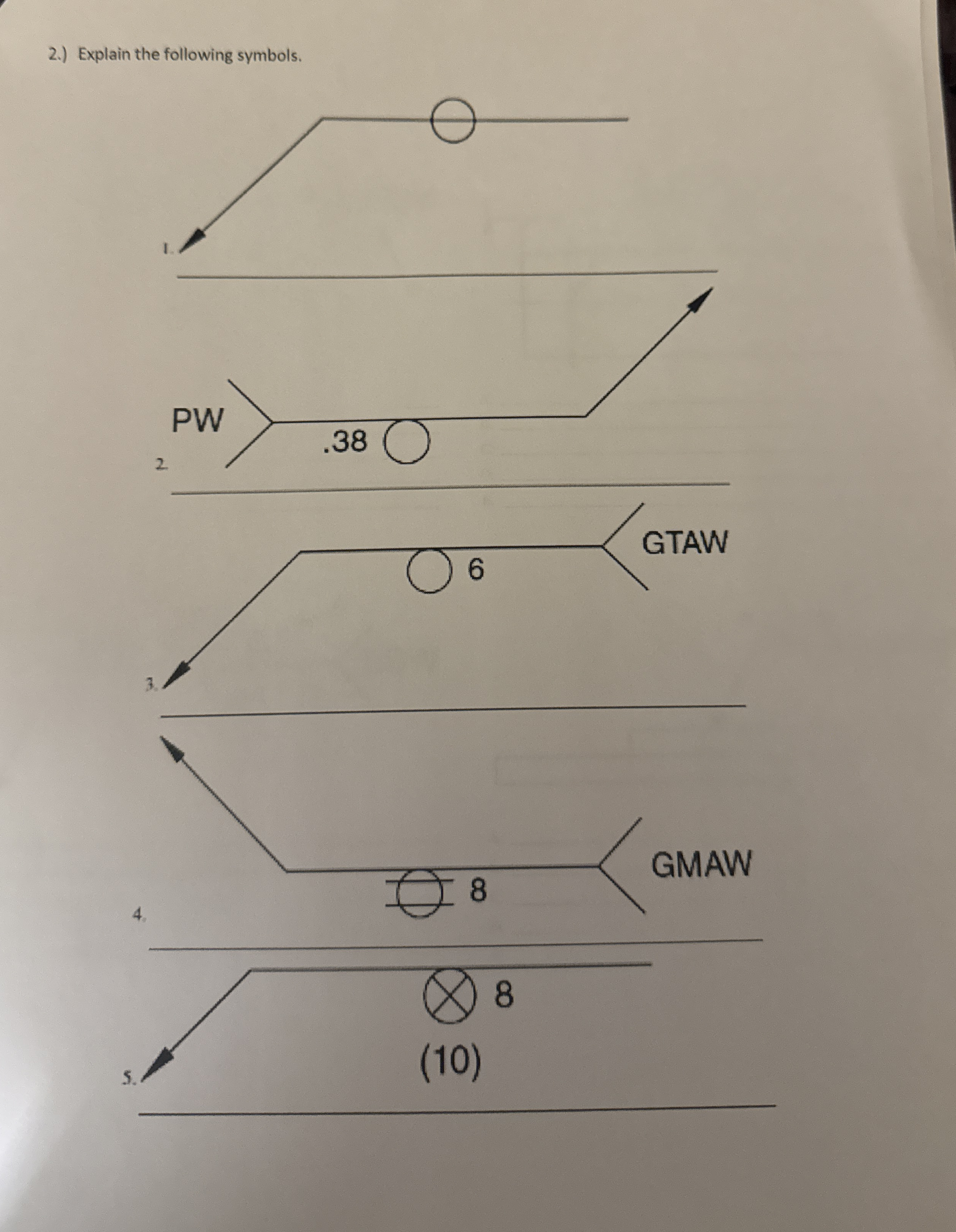 2 . ) Explain the following symbols.