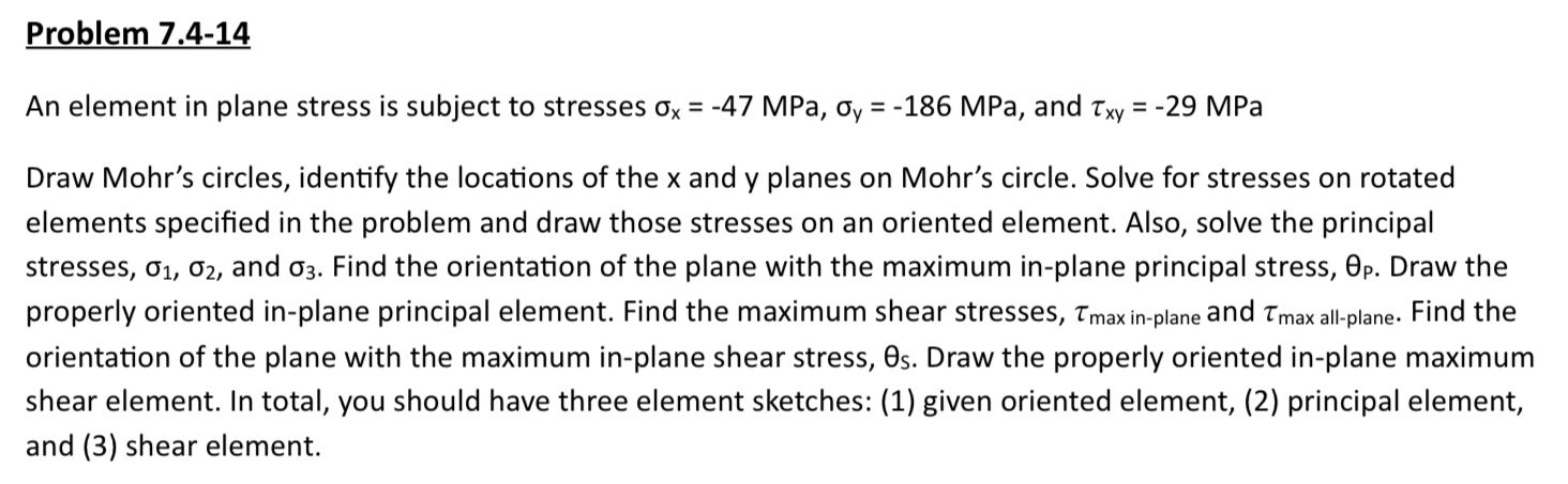 Problem 7 . 4 - 1 4 An element in plane stress is