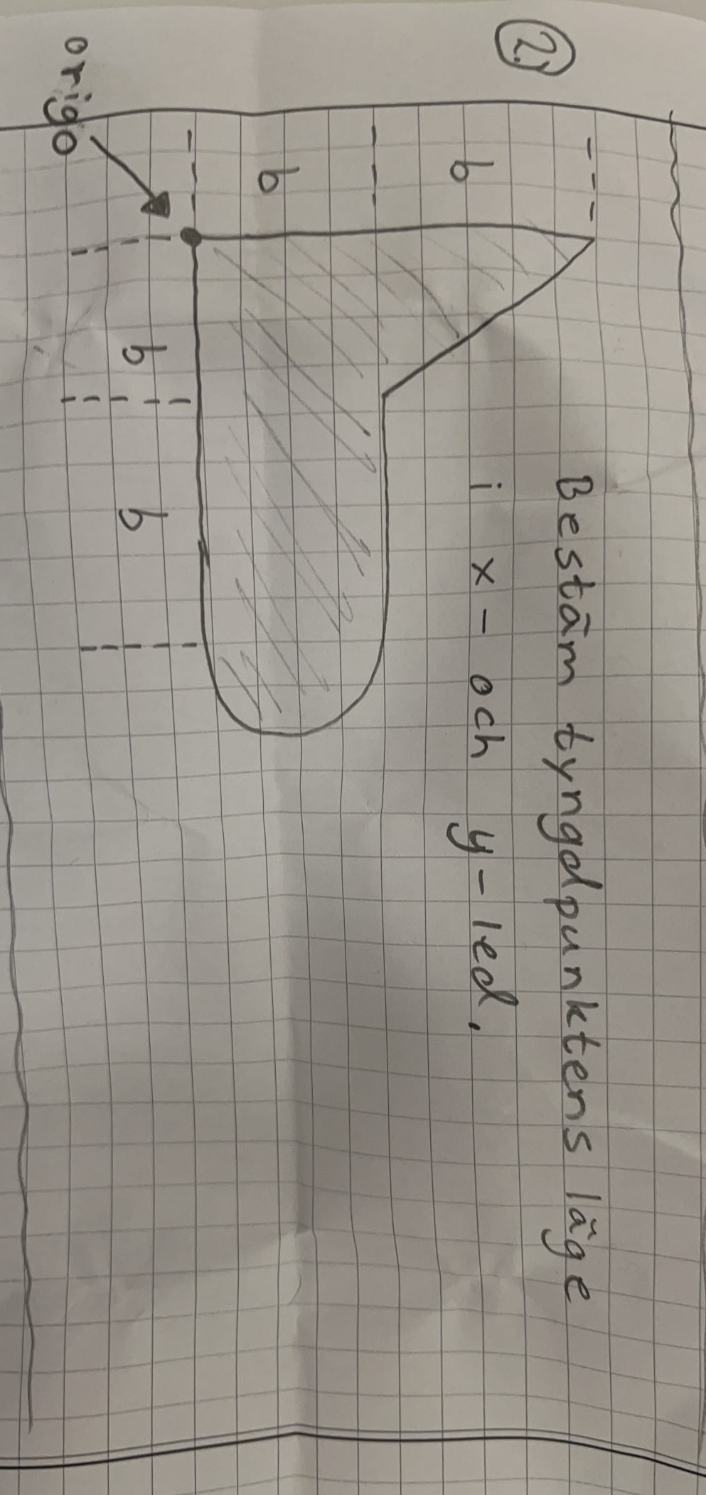 2 . ) Determine the position of the center of