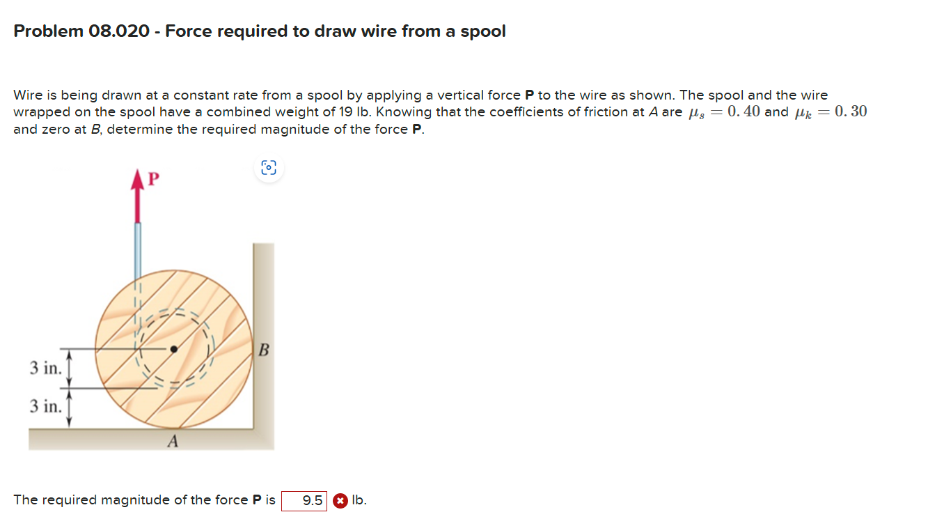 Problem 0 8 . 0 2 0 - Force required to draw wire