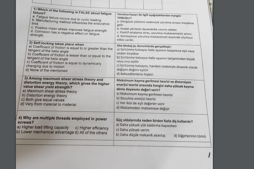 1 ) Which of the following is FALSE about fatigue