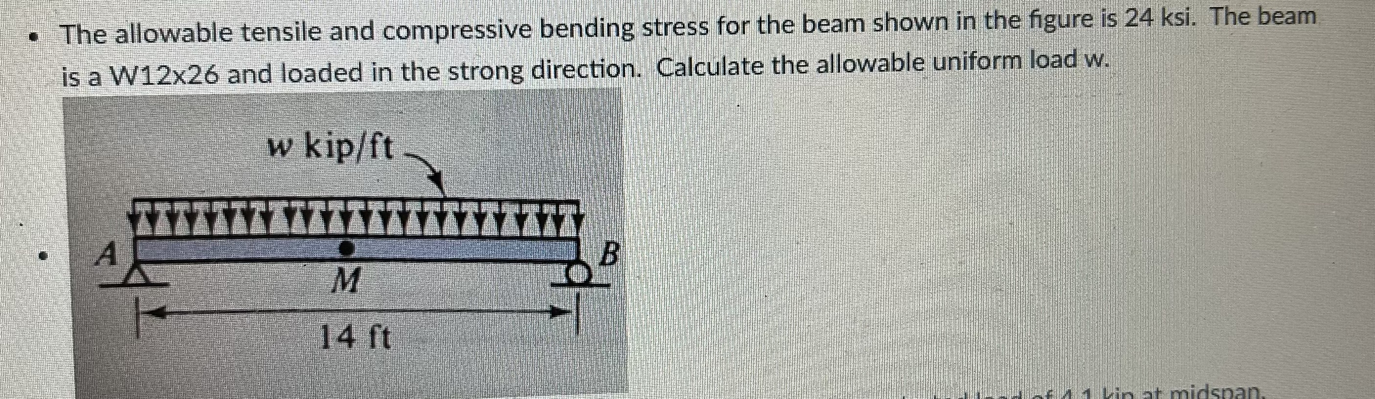 - The allowable tensile and compressive bending