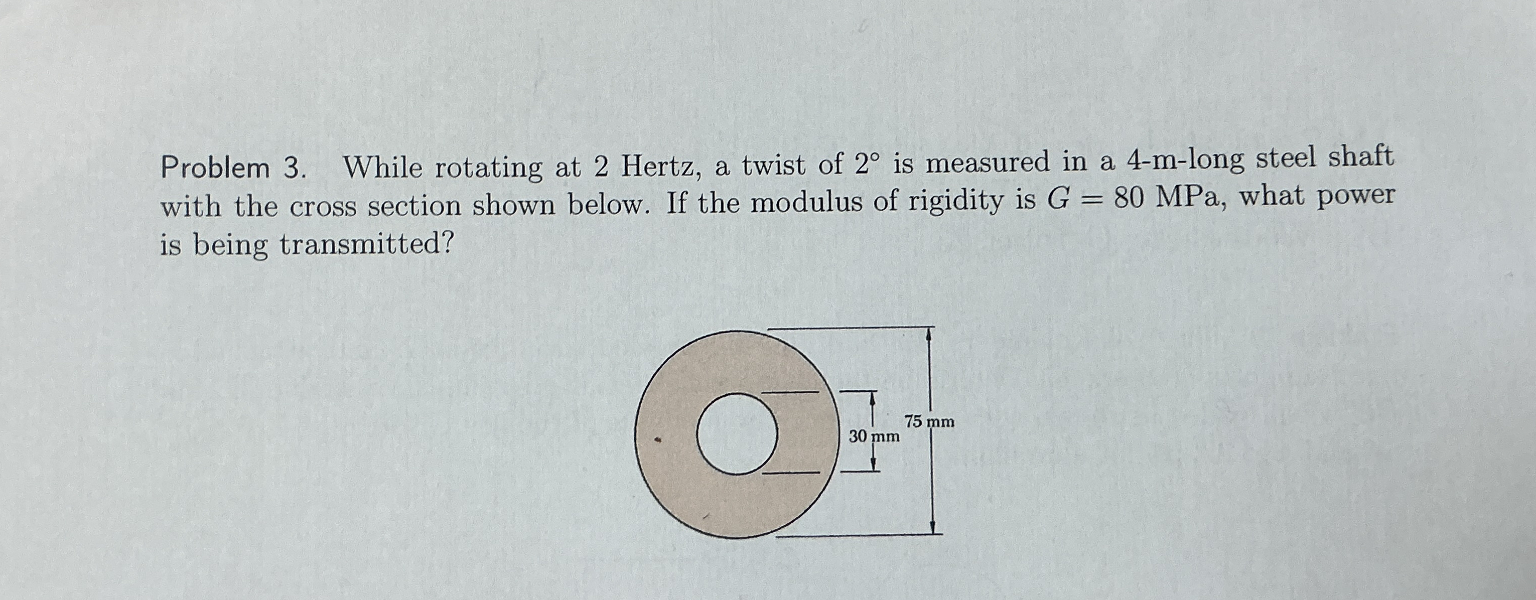 Problem 3 . While rotating at 2 Hertz, a twist of