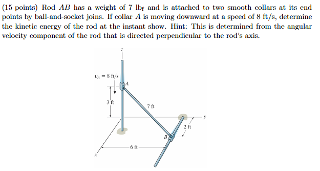 ( 1 5 points ) Rod \ ( A B \ ) has a weight of \