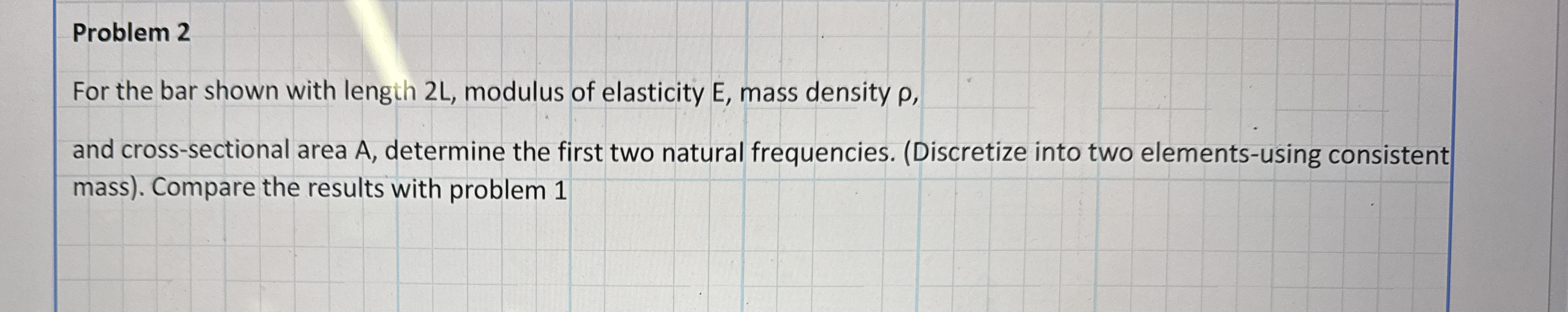 Problem 2 For the bar shown with length 2 L ,