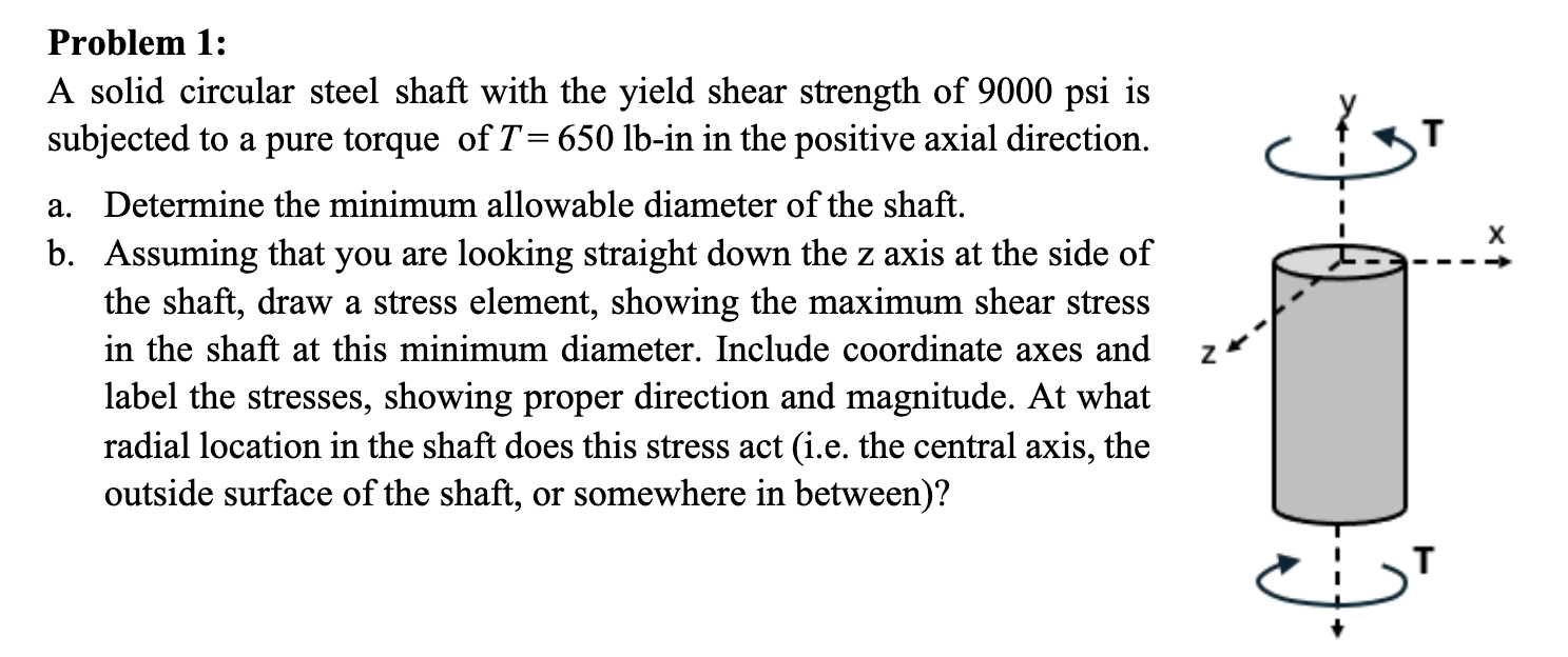 Problem 1 : A solid circular steel shaft with the