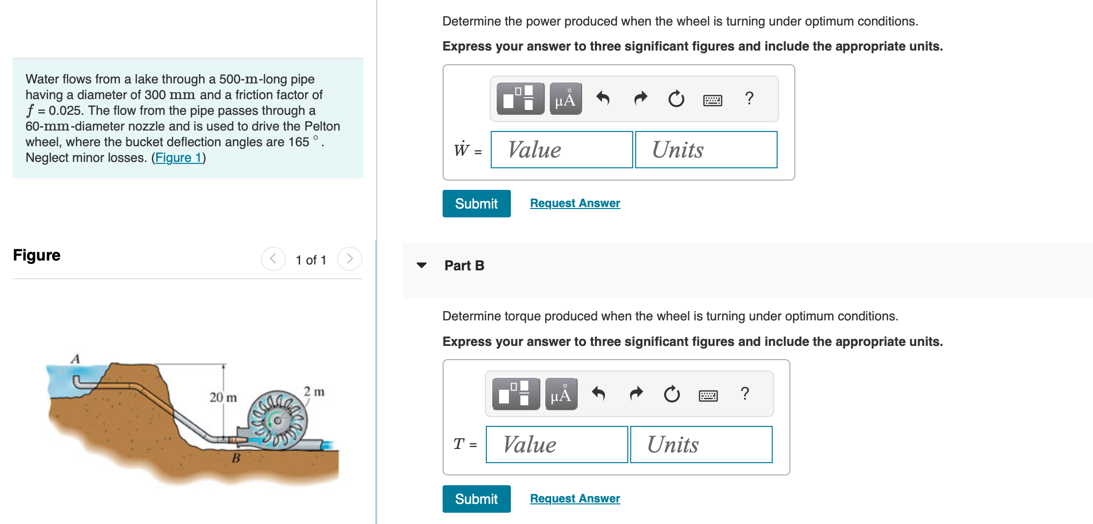 Determine the power produced when the wheel is