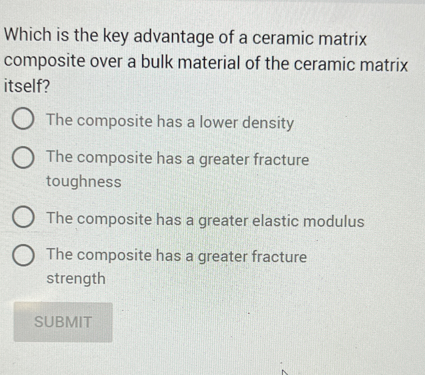 Which is the key advantage of a ceramic matrix