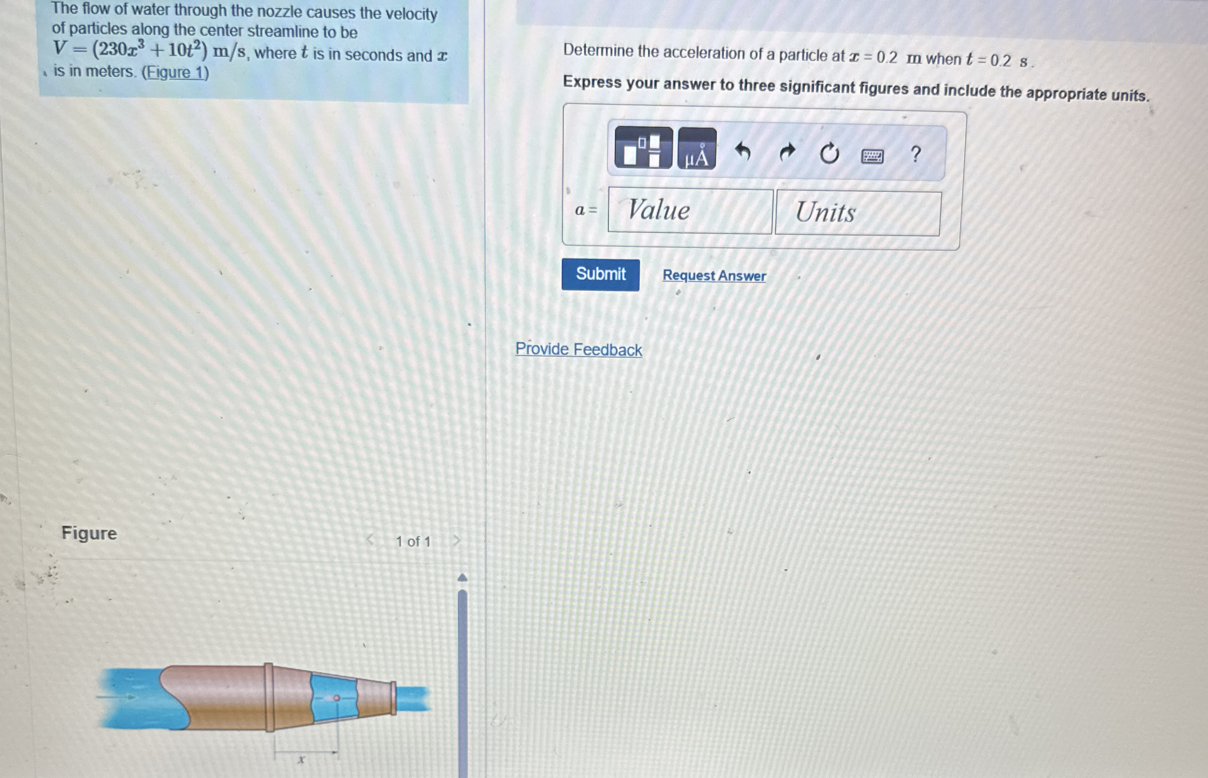 The flow of water through the nozzle causes the