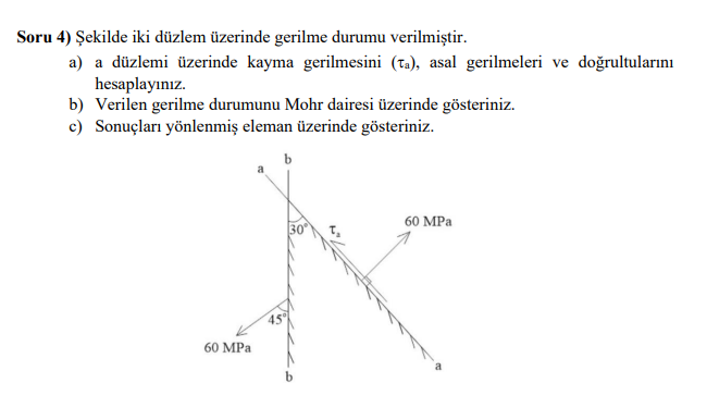 Soru 4 ) ekilde iki d zlem zerinde gerilme durumu