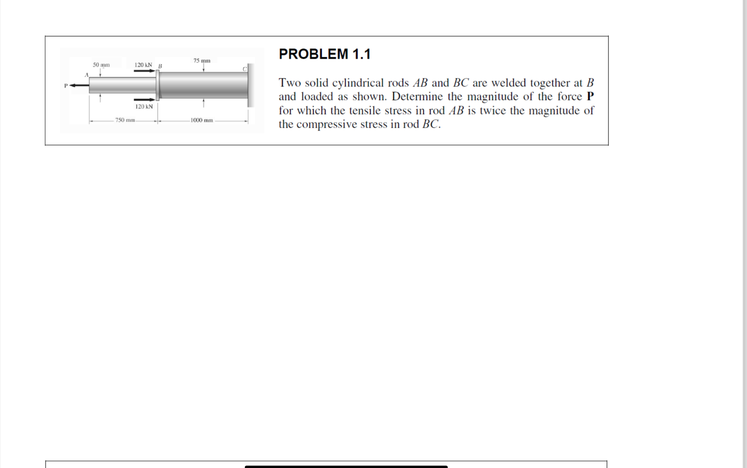 PROBLEM 1 . 1 Two solid cylindrical rods A B and