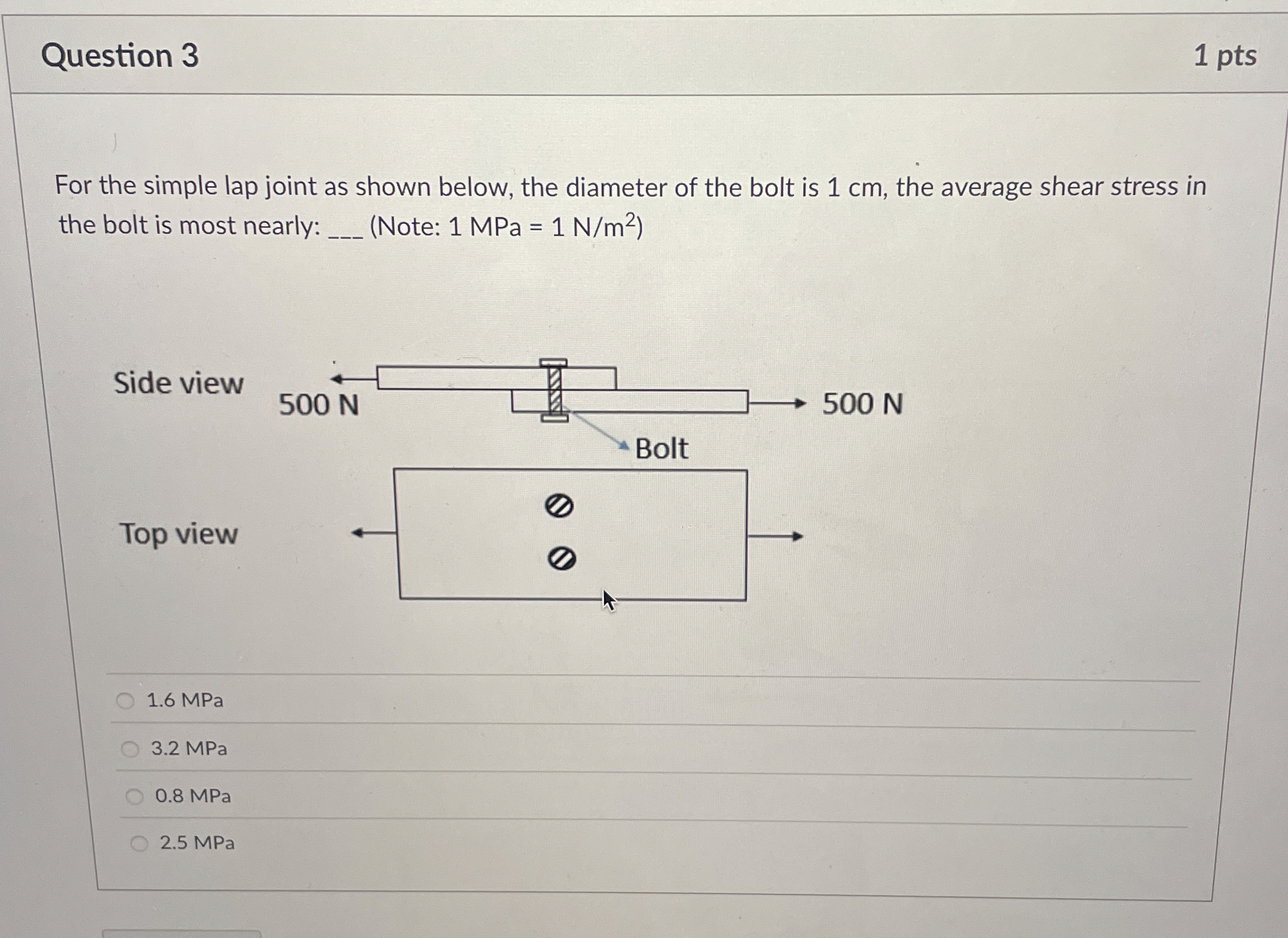For the simple lap joint as shown below, the