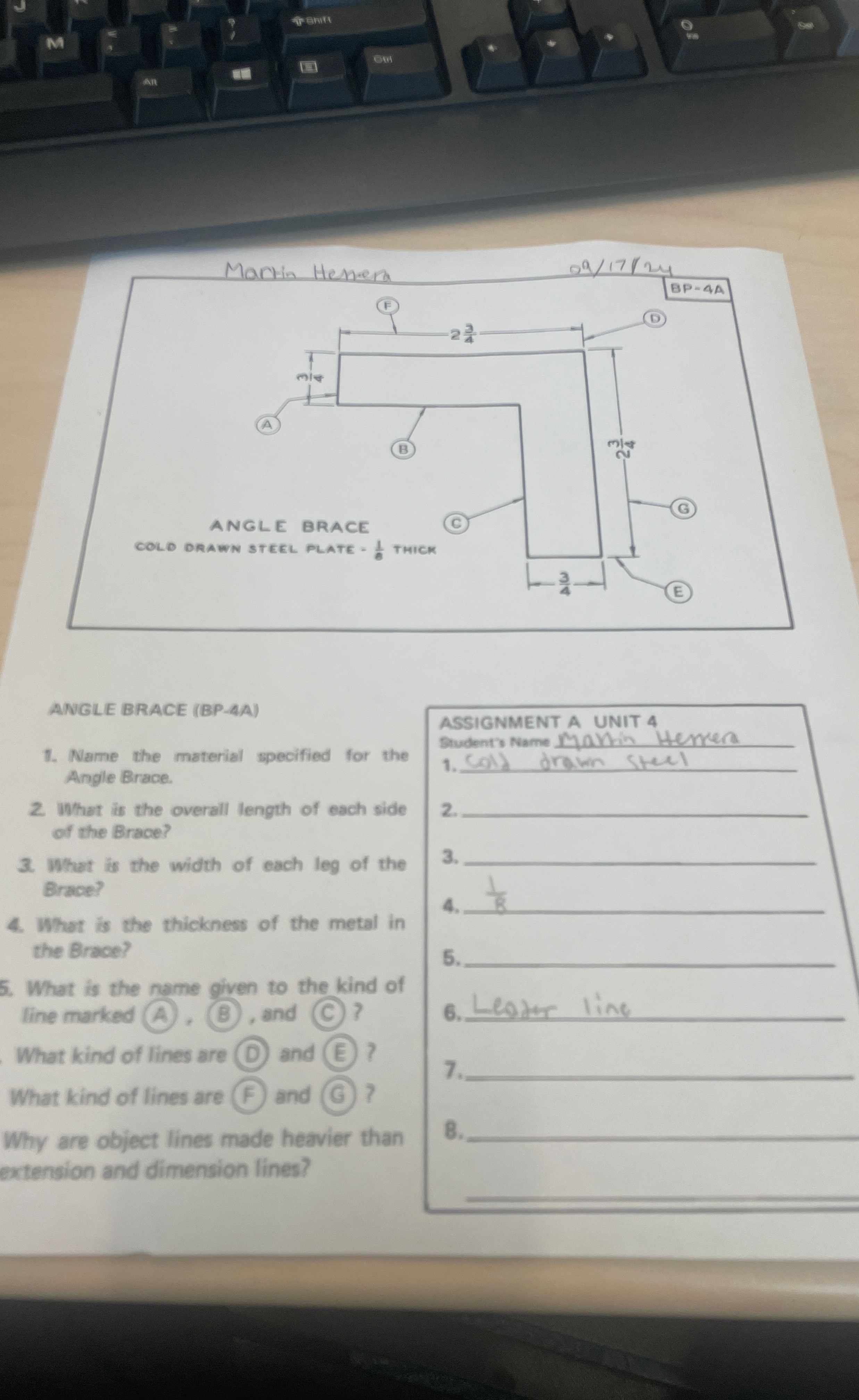 Markin Henera ANGLE BRACE ( BP - 4 A ) Name the