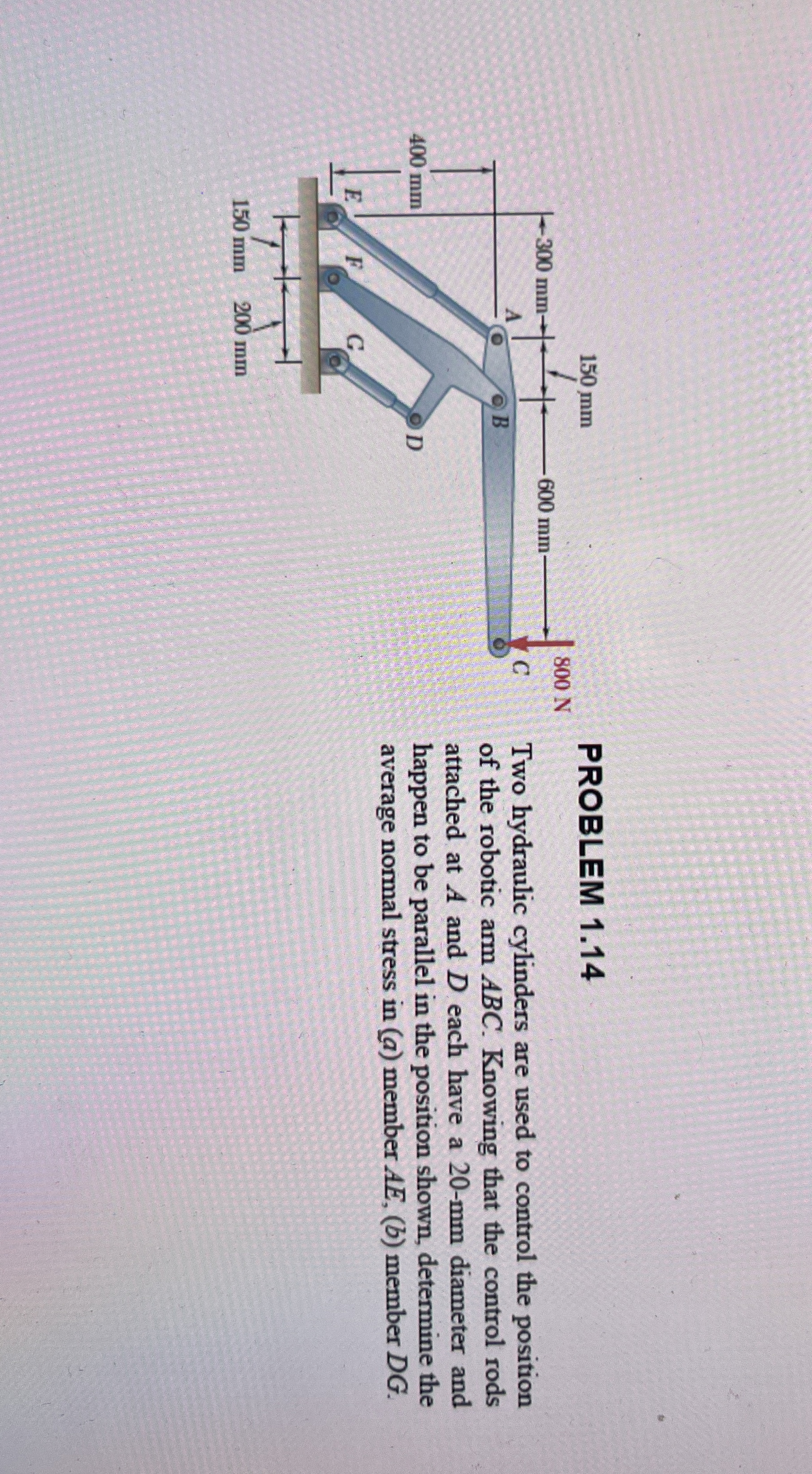 PROBLEM 1 . 1 4 Two hydraulic cylinders are used