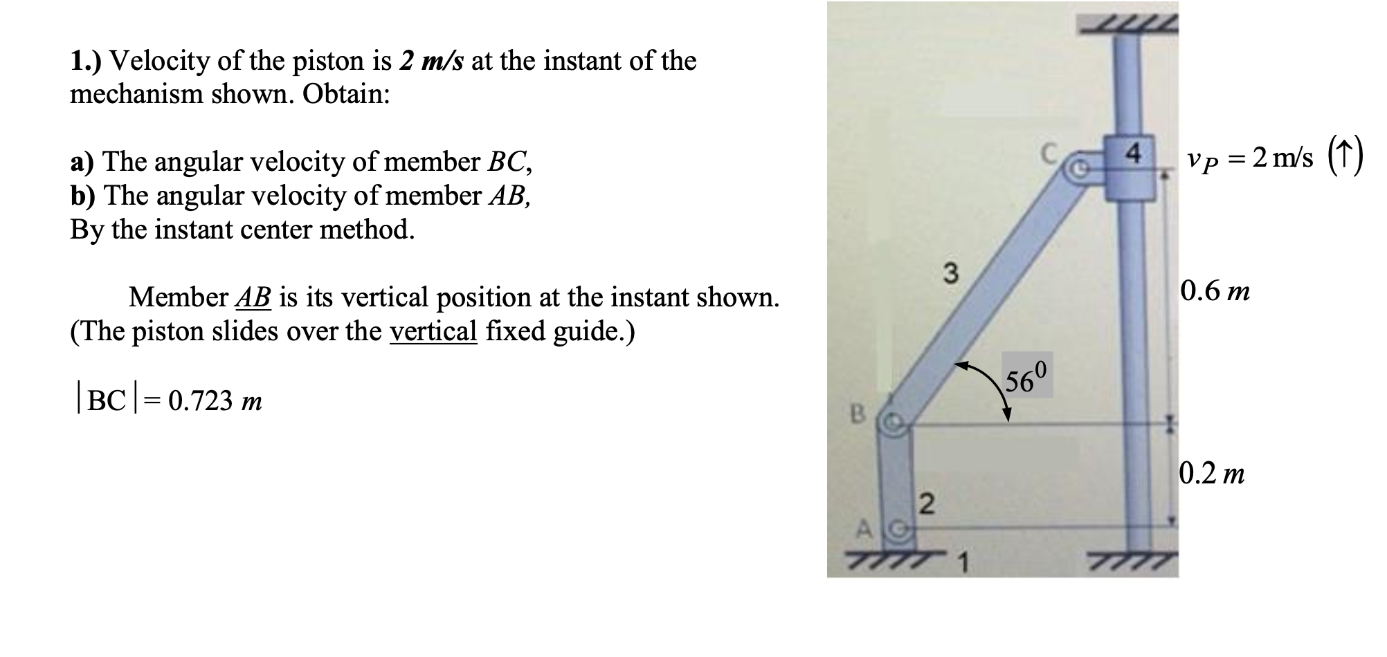 Velocity of the piston is 2 m / / s at the