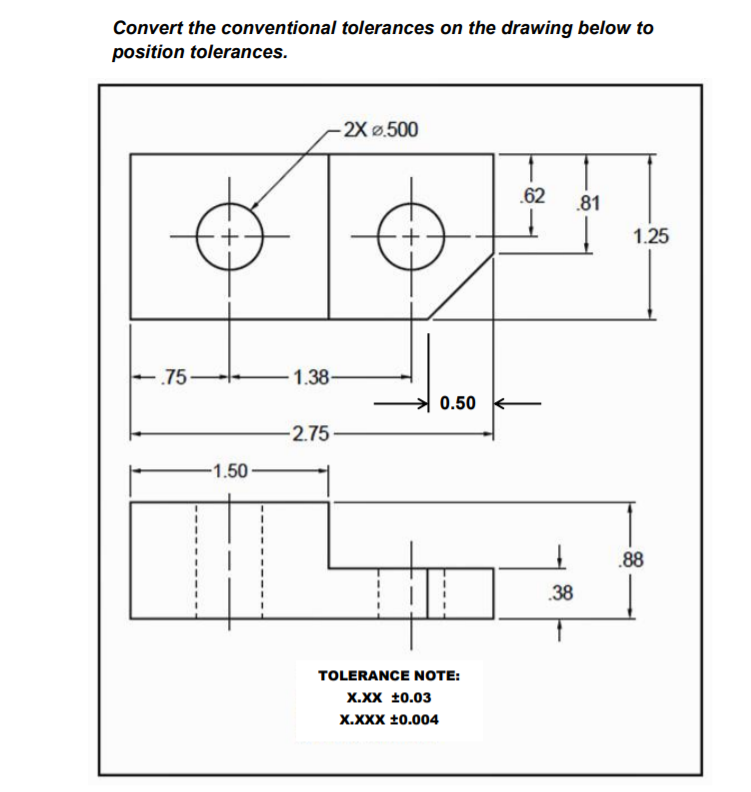 Convert conventional tolerance to position
