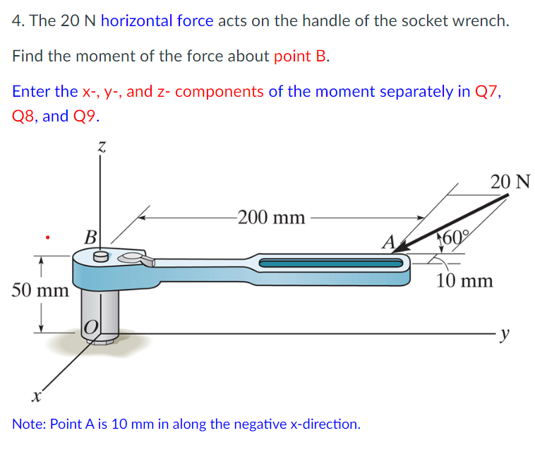 The 2 0 N horizontal force acts on the handle of