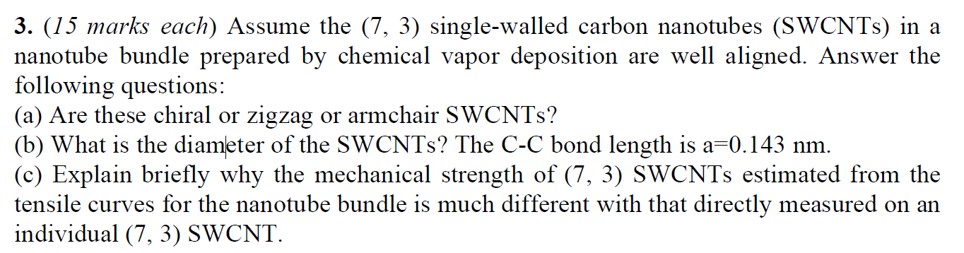 3 . ( 1 5 marks each ) Assume the \ ( ( 7 , 3 ) \