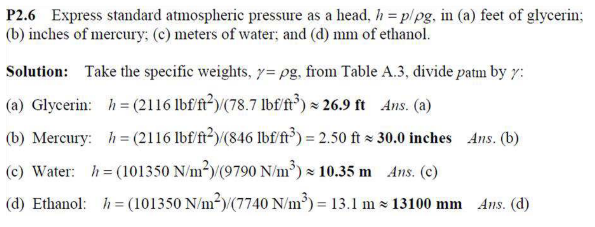 P 2 . 6 Express standard atmospheric pressure as