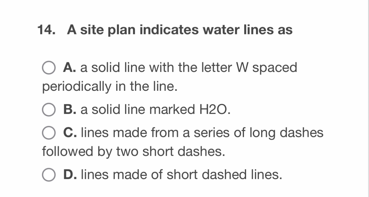 A site plan indicate water lines as A . a solid