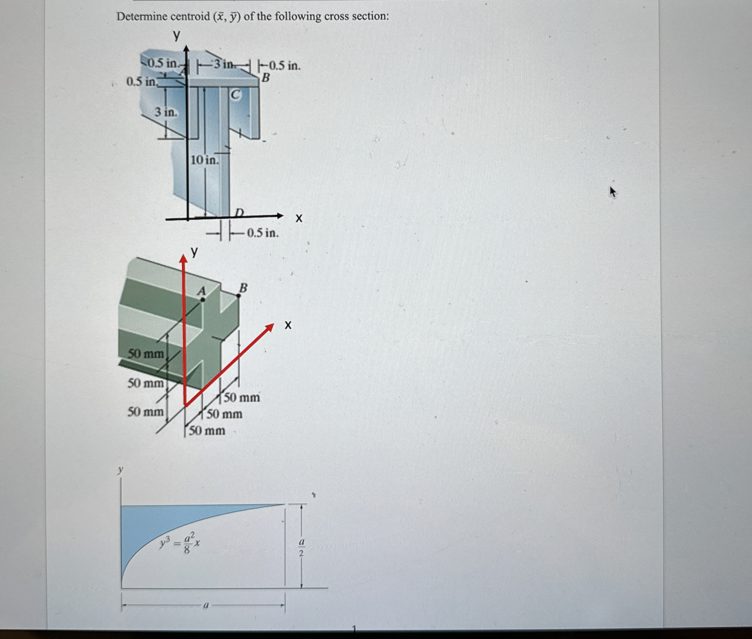 Determine centroid ( x , b a r ( y ) ) of the