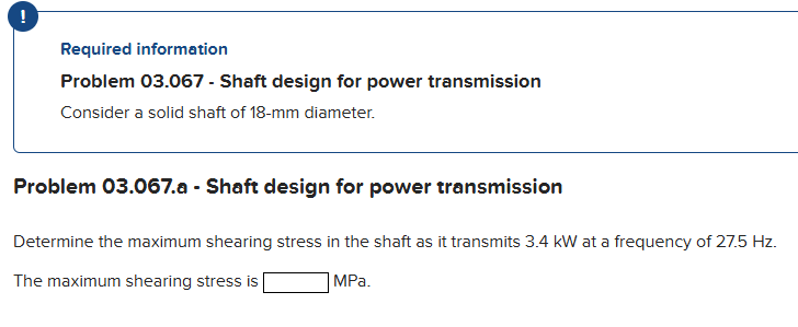 ! Required information Problem 0 3 . 0 6 7 -