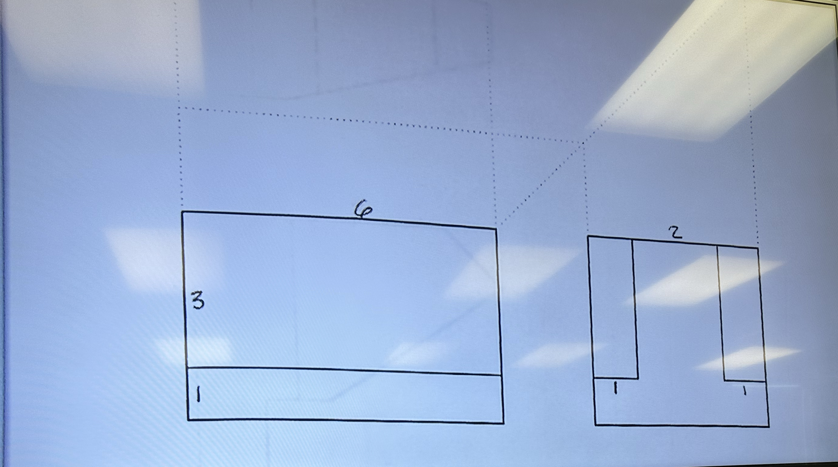 Given two complete views, sketch in the missing