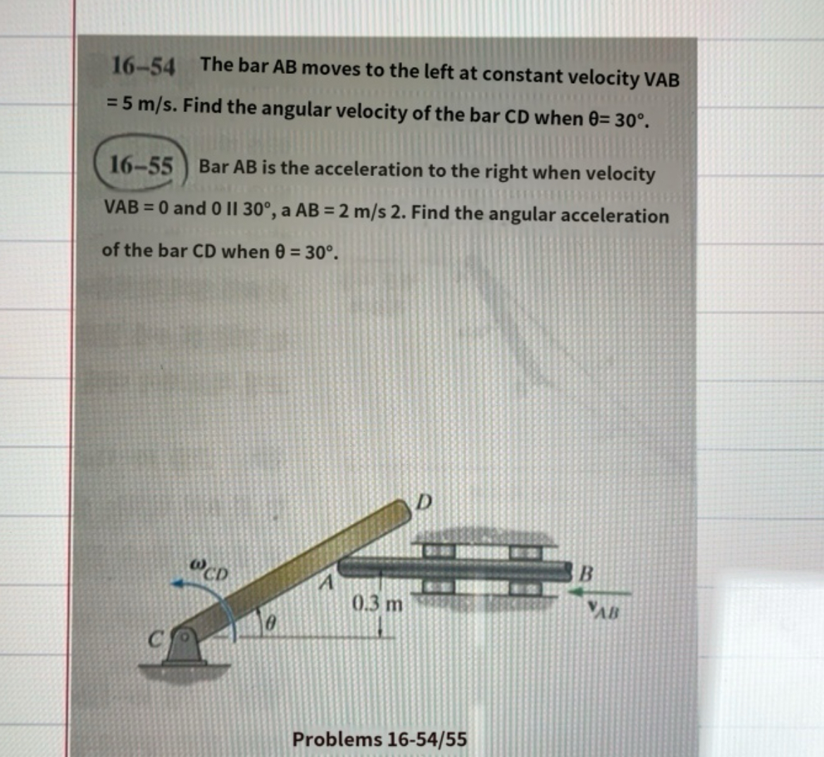 1 6 - 5 4 The bar AB moves to the left at