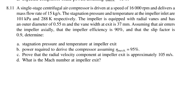 8 . 1 1 A single - stage centrifugal air