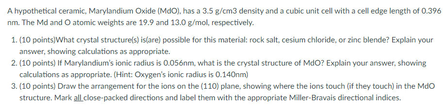 A hypothetical ceramic, Marylandium Oxide ( MdO )