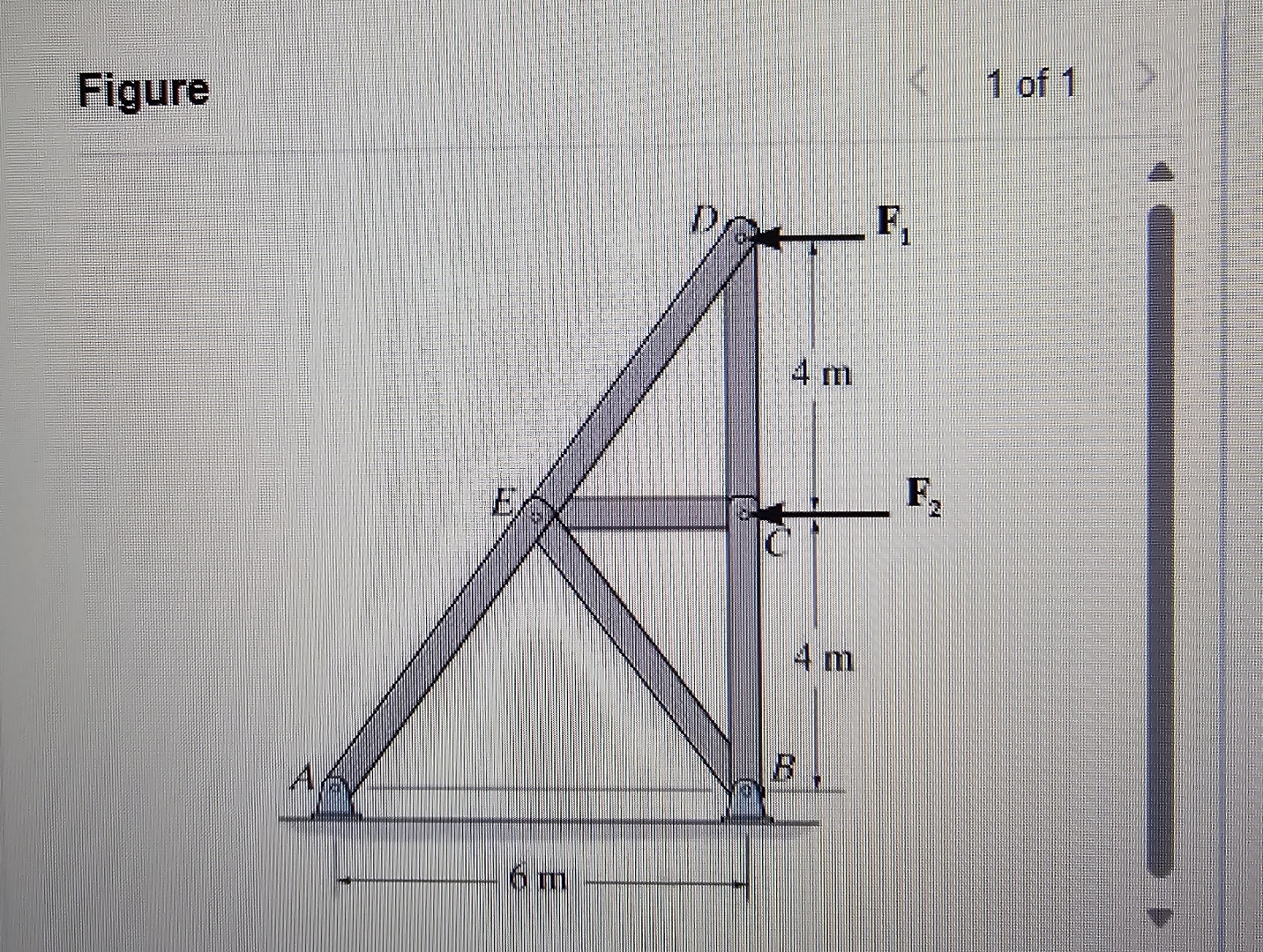 Review Determine the force in member D E of the