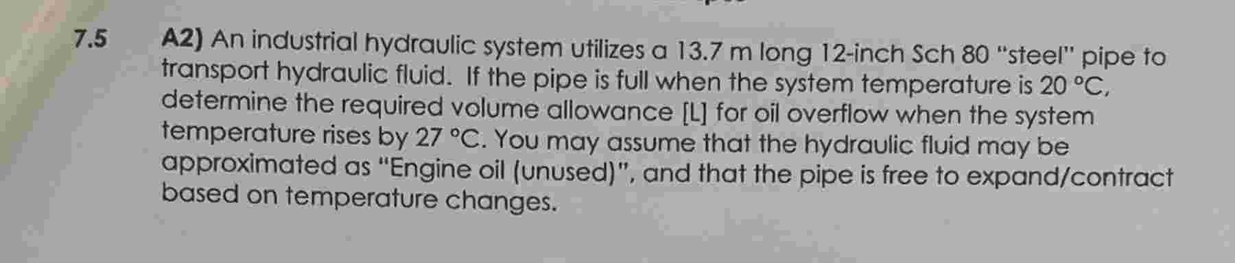 7 . 5 A 2 ) An industrial hydraulic system
