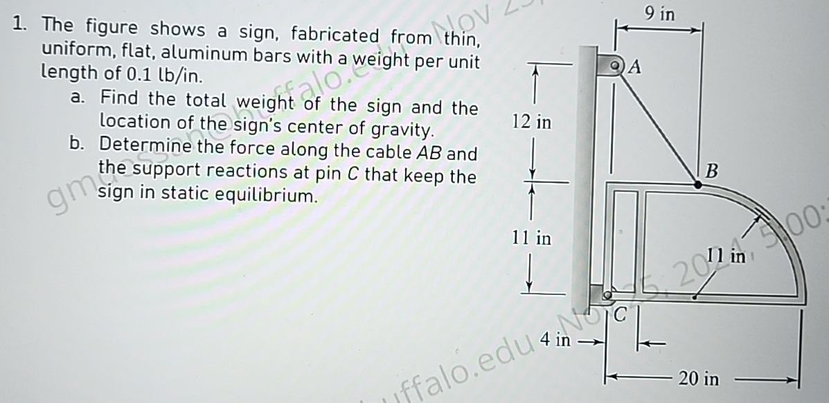 The figure shows a sign, fabricated from thin,