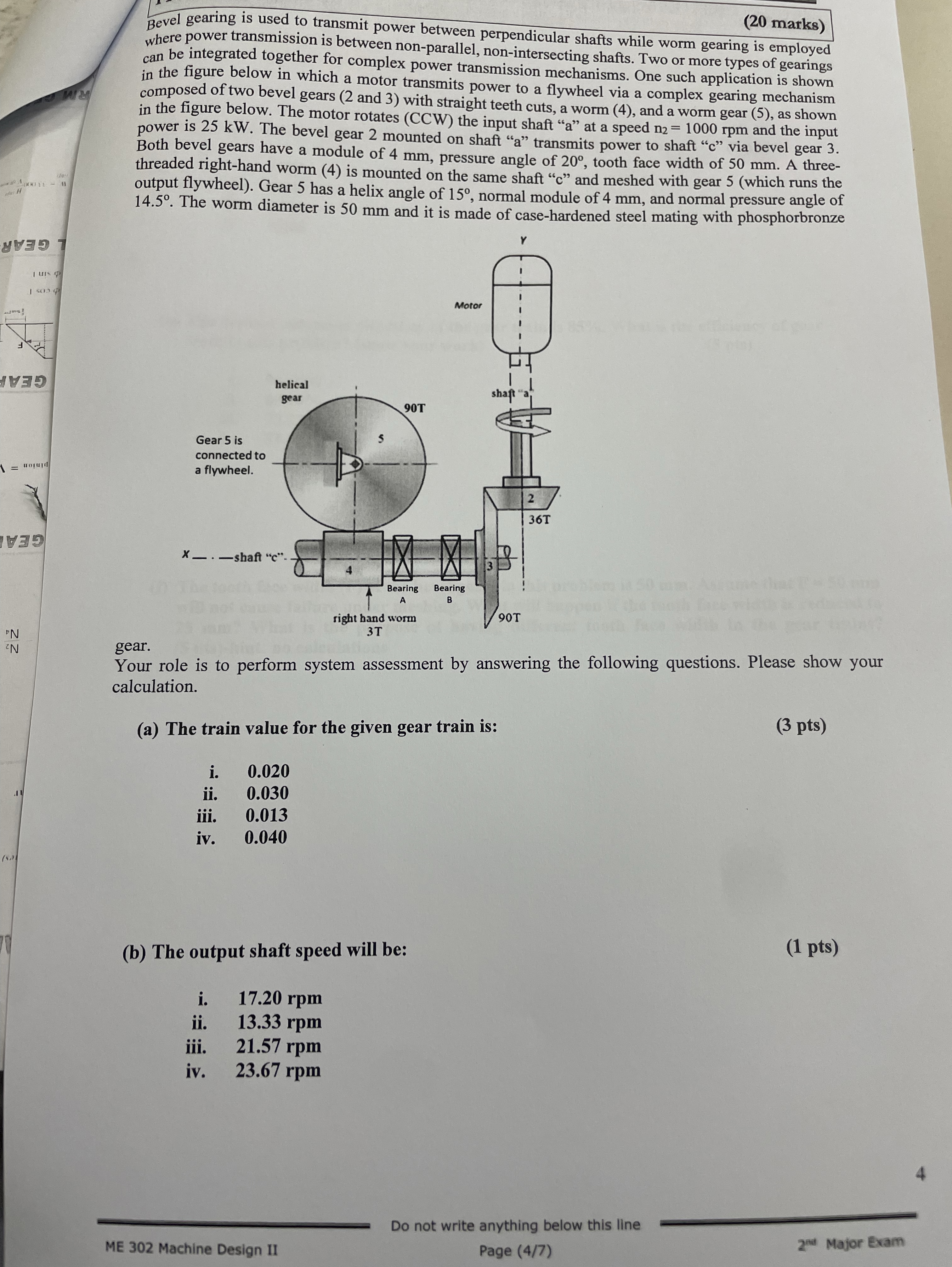 ( 2 0 marks ) where power transmission is bmit