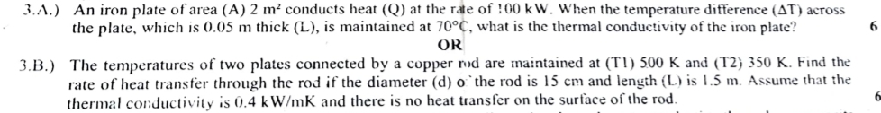 3 . A . ) An iron plate of area ( A ) 2 m 2