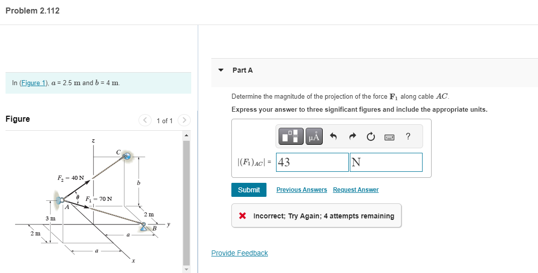Problem 2 . 1 1 2 In ( Figure 1 ) , a = 2 . 5 m