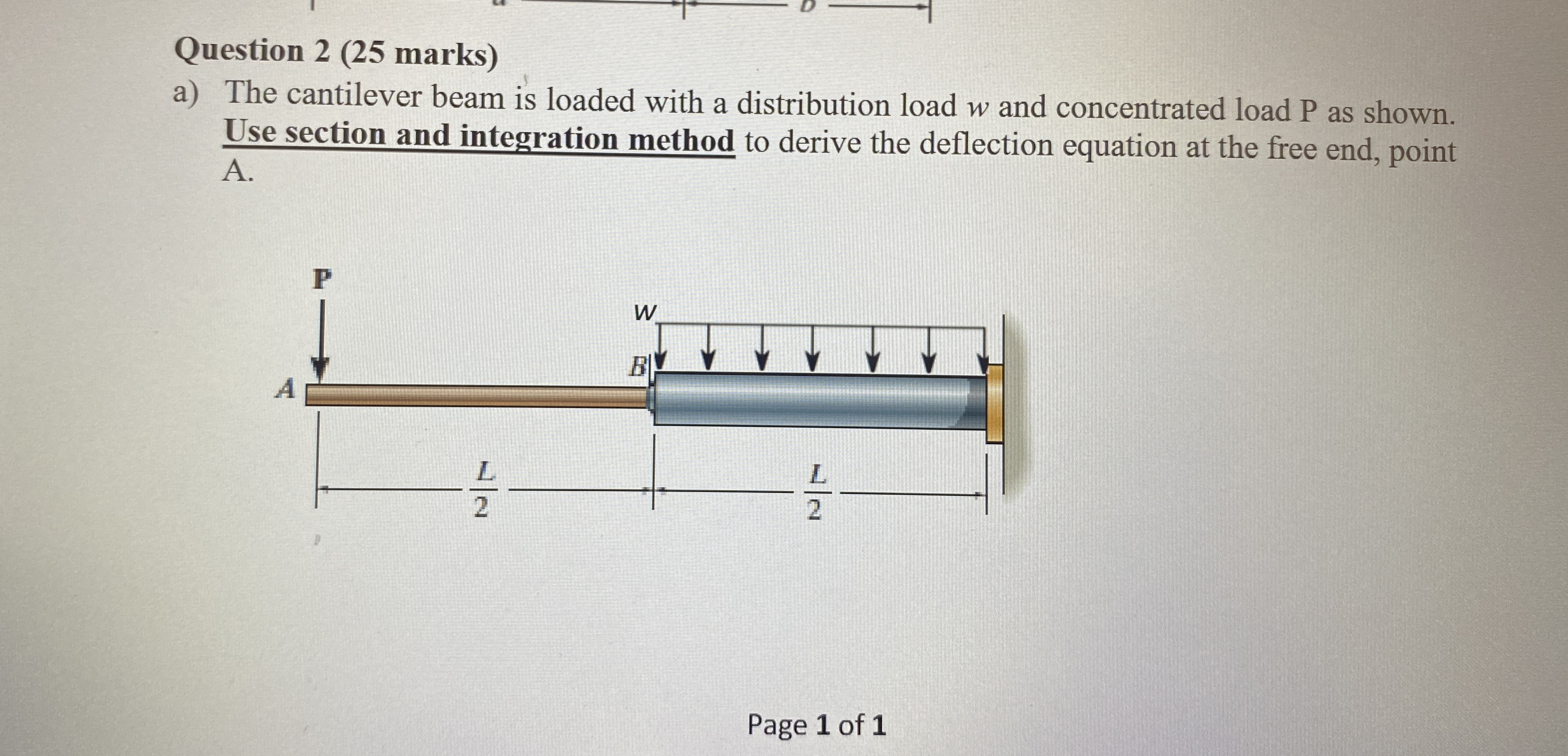 Question 2 ( 2 5 marks ) a ) The cantilever beam