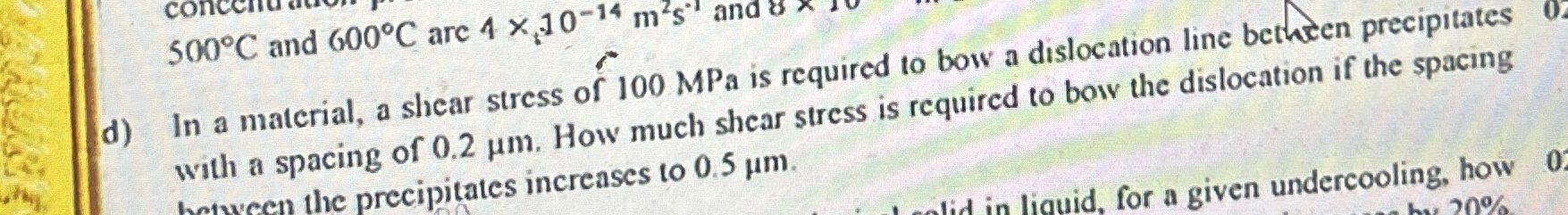 In a material, a shear stress of 1 0 0 MPa is