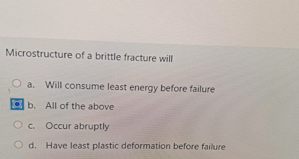 Microstructure of a brittle fracture will a .