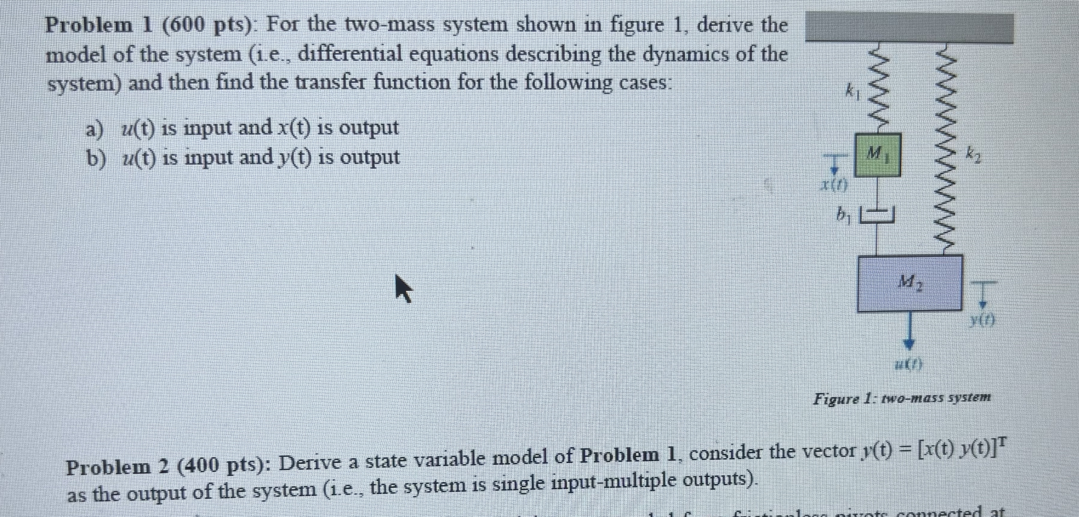 Problem 1 ( 6 0 0 p t s ) : For the two - mass