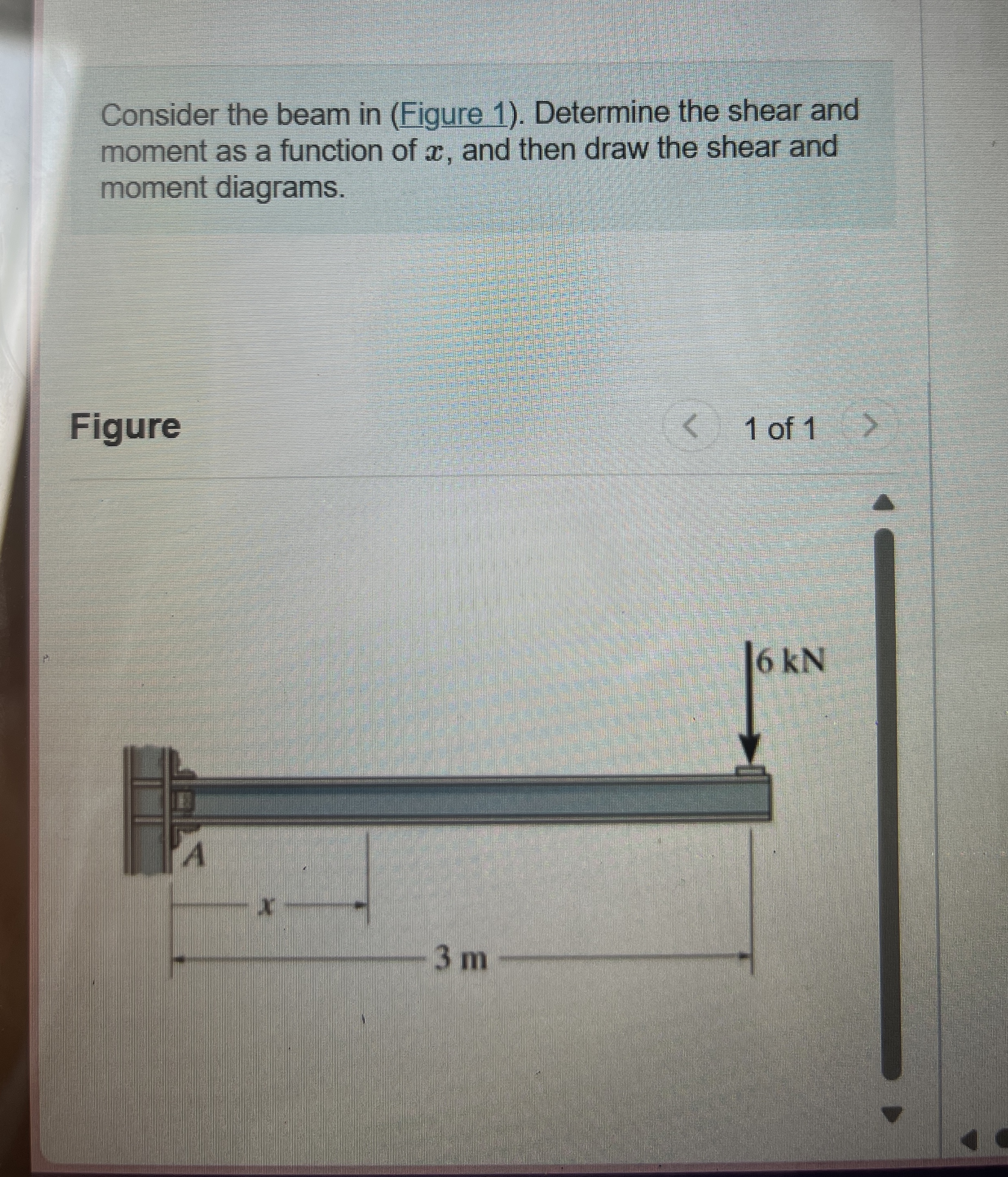 Consider the beam. Determine the shear and moment