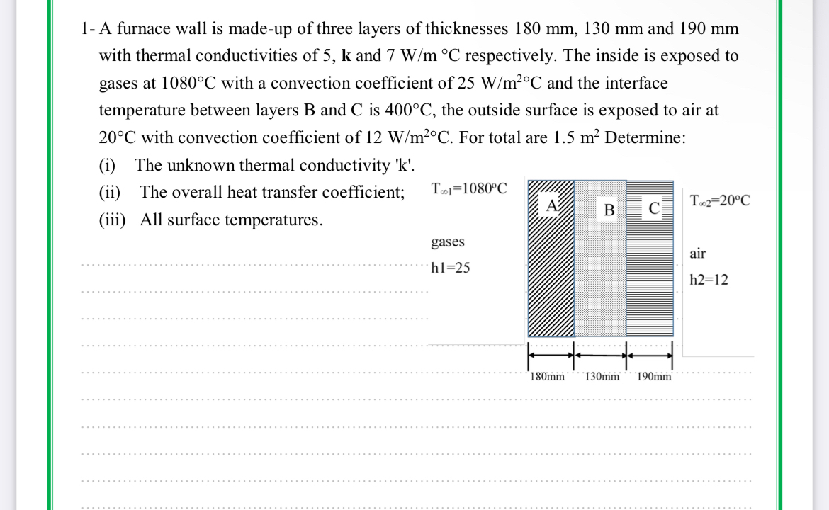 ( ii ) The overall heat transfer coefficient; T 1