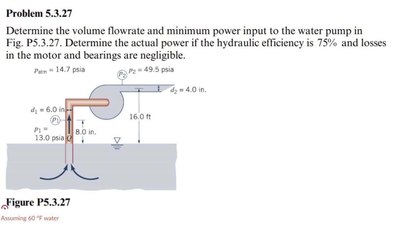 Problem 5 . 3 . 2 7 Determine the volume flowrate