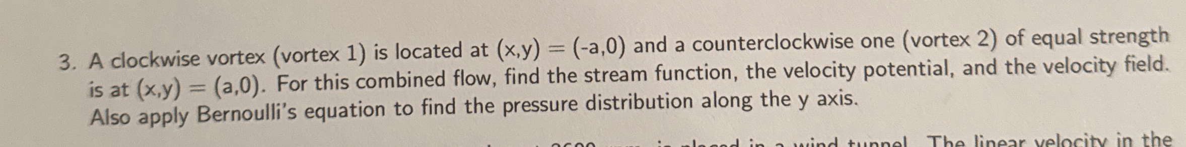 A clockwise vortex ( vortex 1 ) is located at ( x