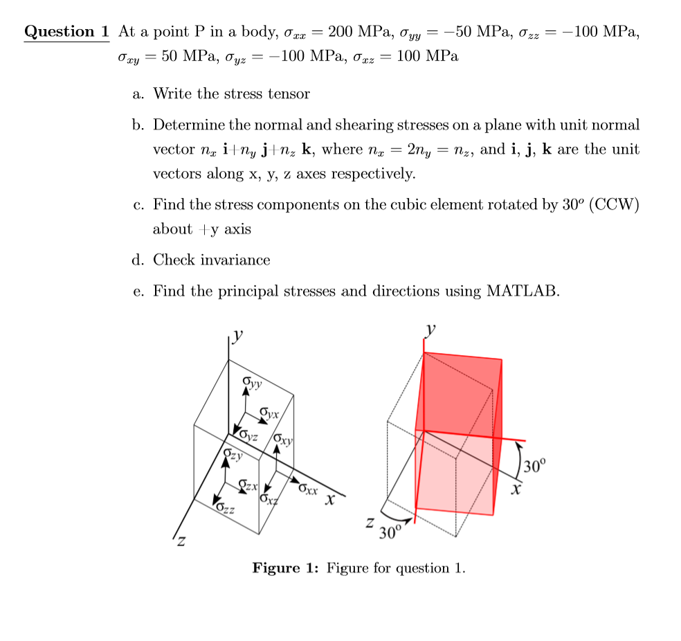Question 1 At a point P in a body, = 2 0 0 MPa, y