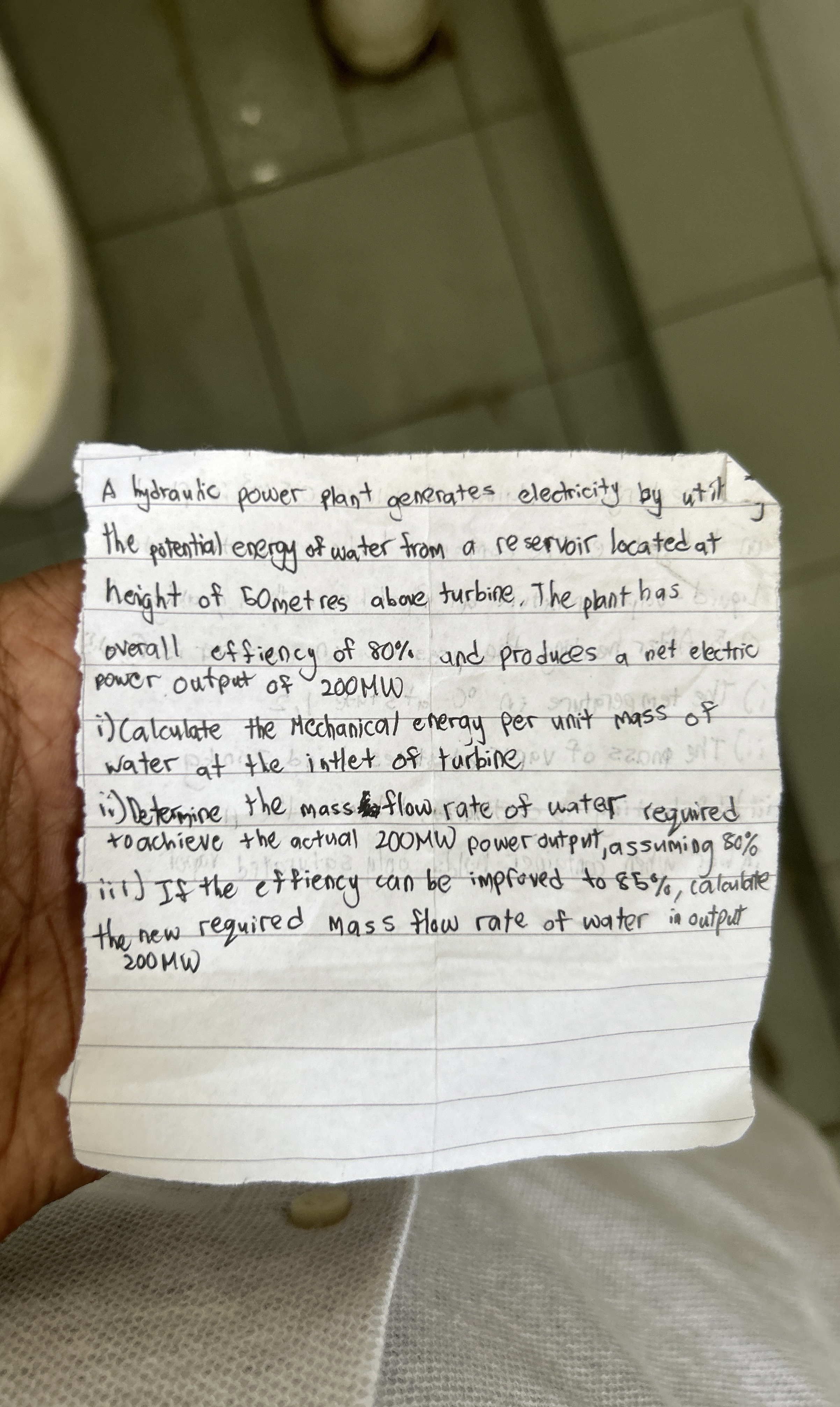 A tydrautic power plant generates electricity by