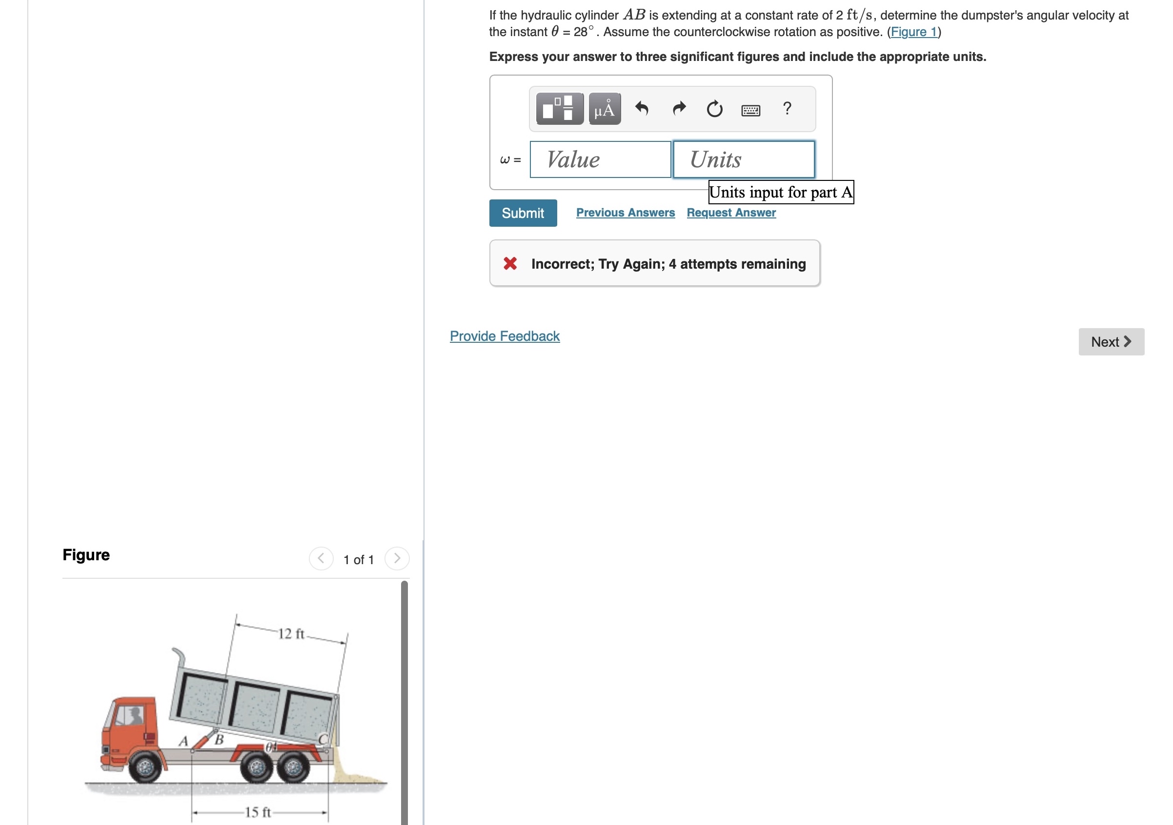 If the hydraulic cylinder A B is extending at a